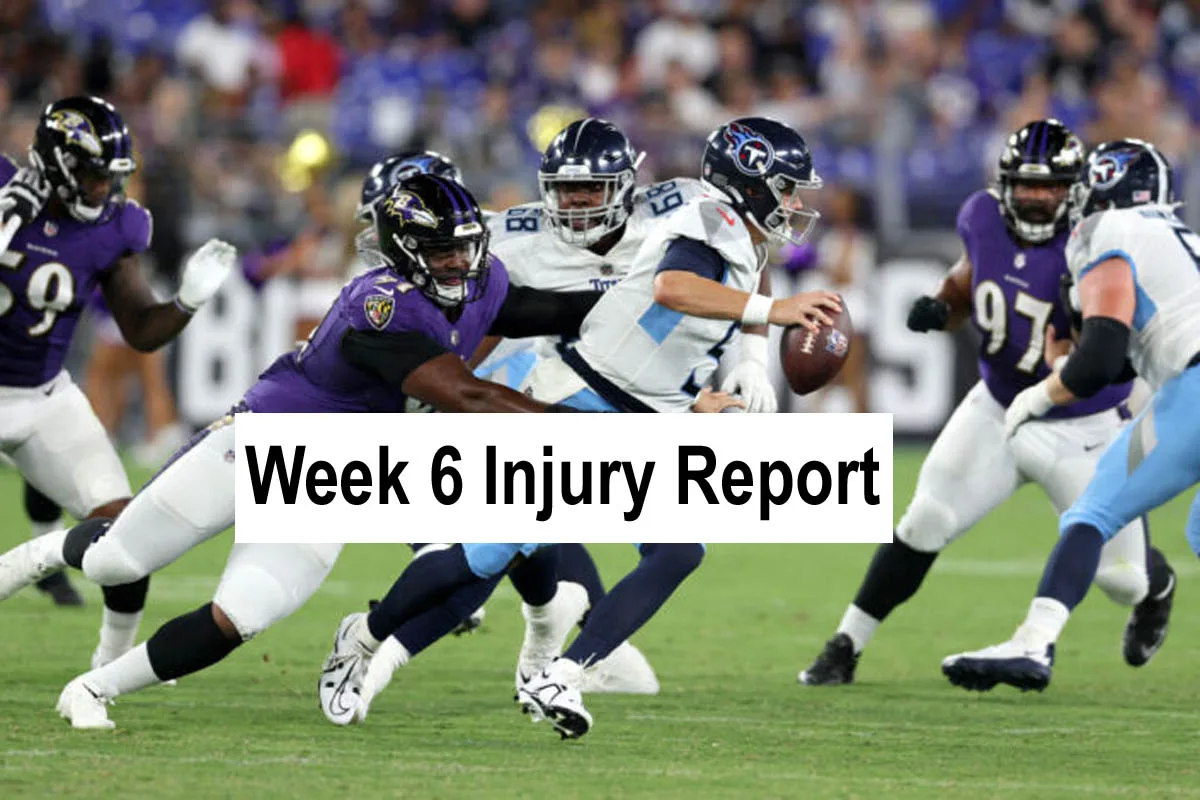 Week 6 Injury Report Tennessee Titans Vs Baltimore Ravens